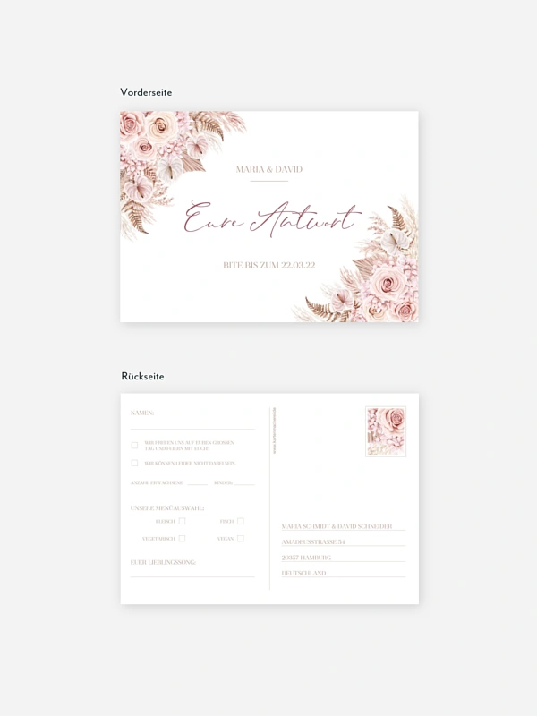 Antwortkarte Hochzeit Blush Bloom