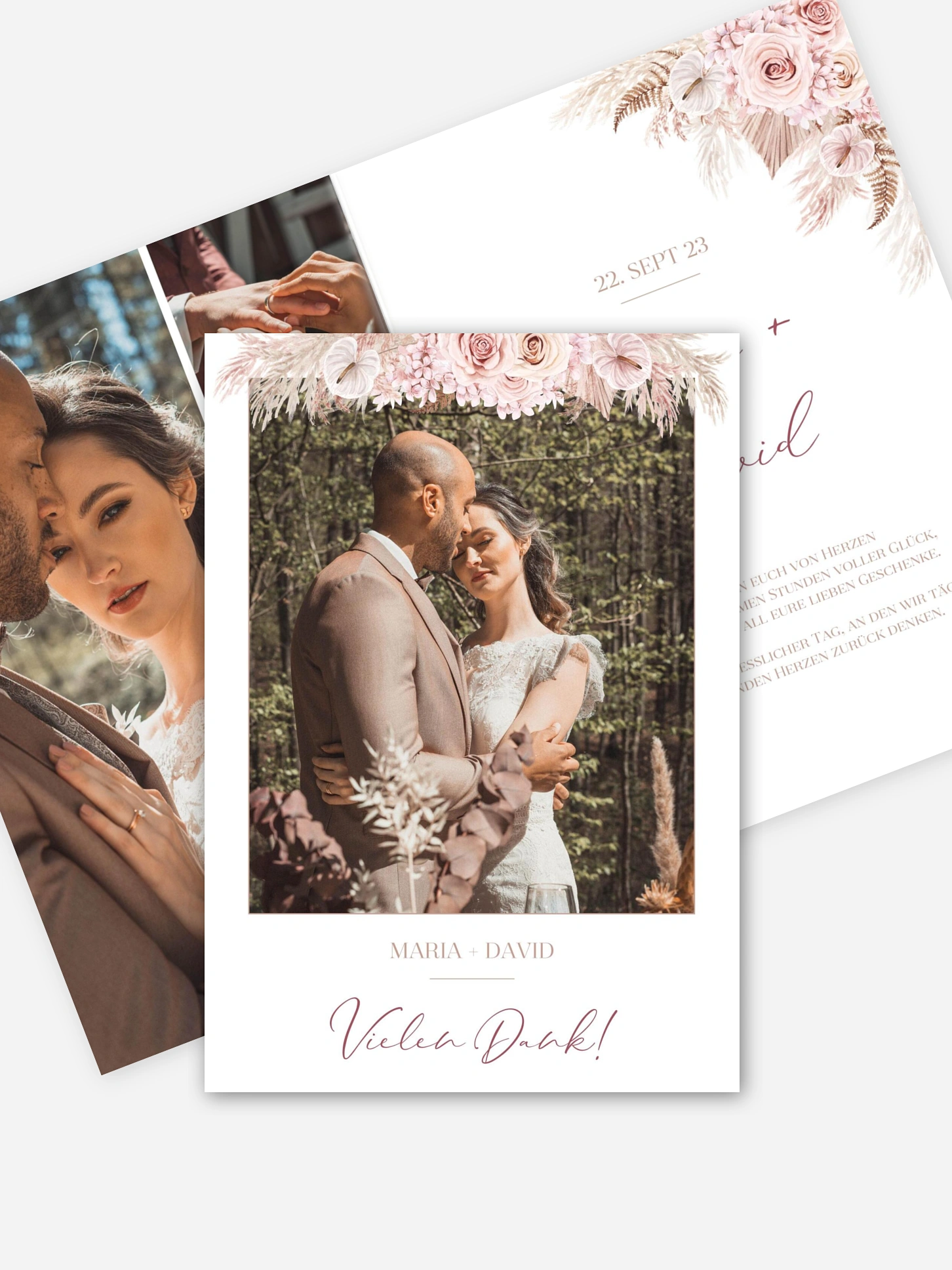 Dankeskarte Hochzeit Blush Bloom