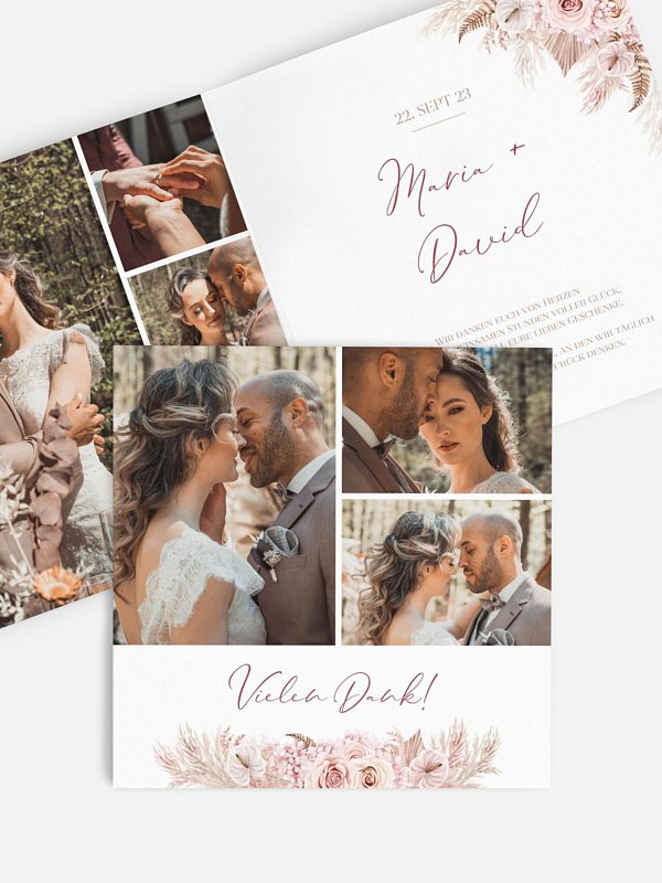 Dankeskarte Hochzeit Blush Bloom