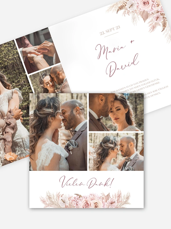 Dankeskarte Hochzeit Blush Bloom