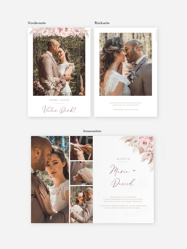 Dankeskarte Hochzeit Blush Bloom