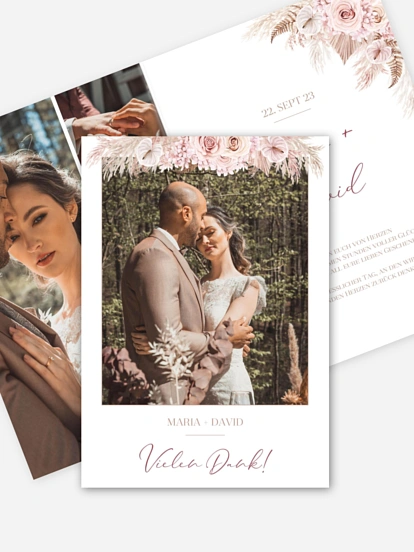 Dankeskarte Hochzeit Blush Bloom