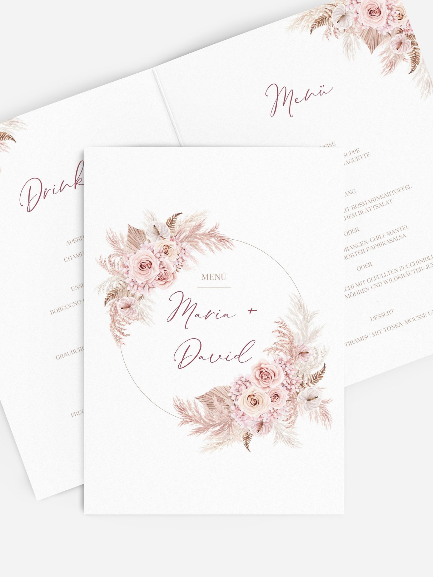 Menükarte Hochzeit Blush Bloom