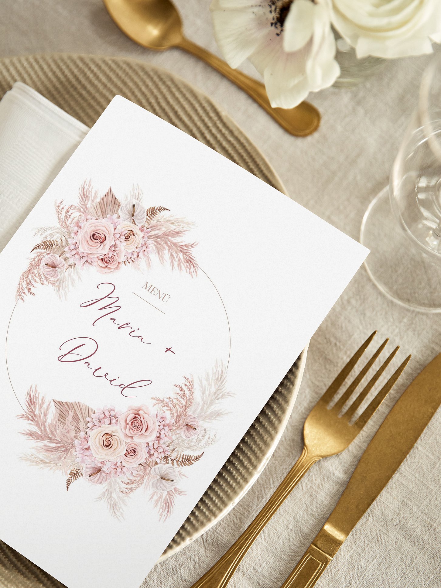 Menükarte Hochzeit Blush Bloom