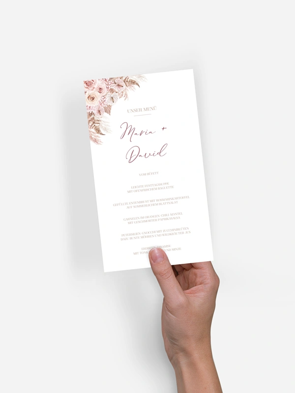 Menükarte Hochzeit Blush Bloom