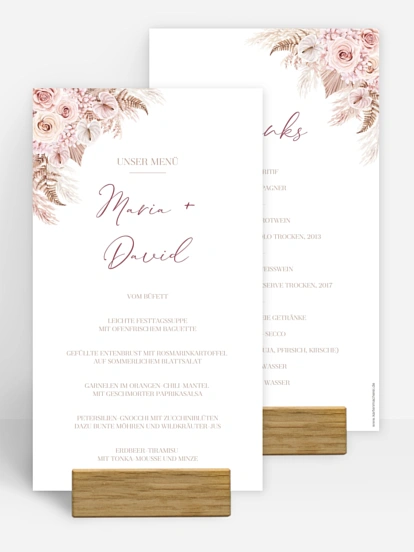 Menükarte Hochzeit Blush Bloom