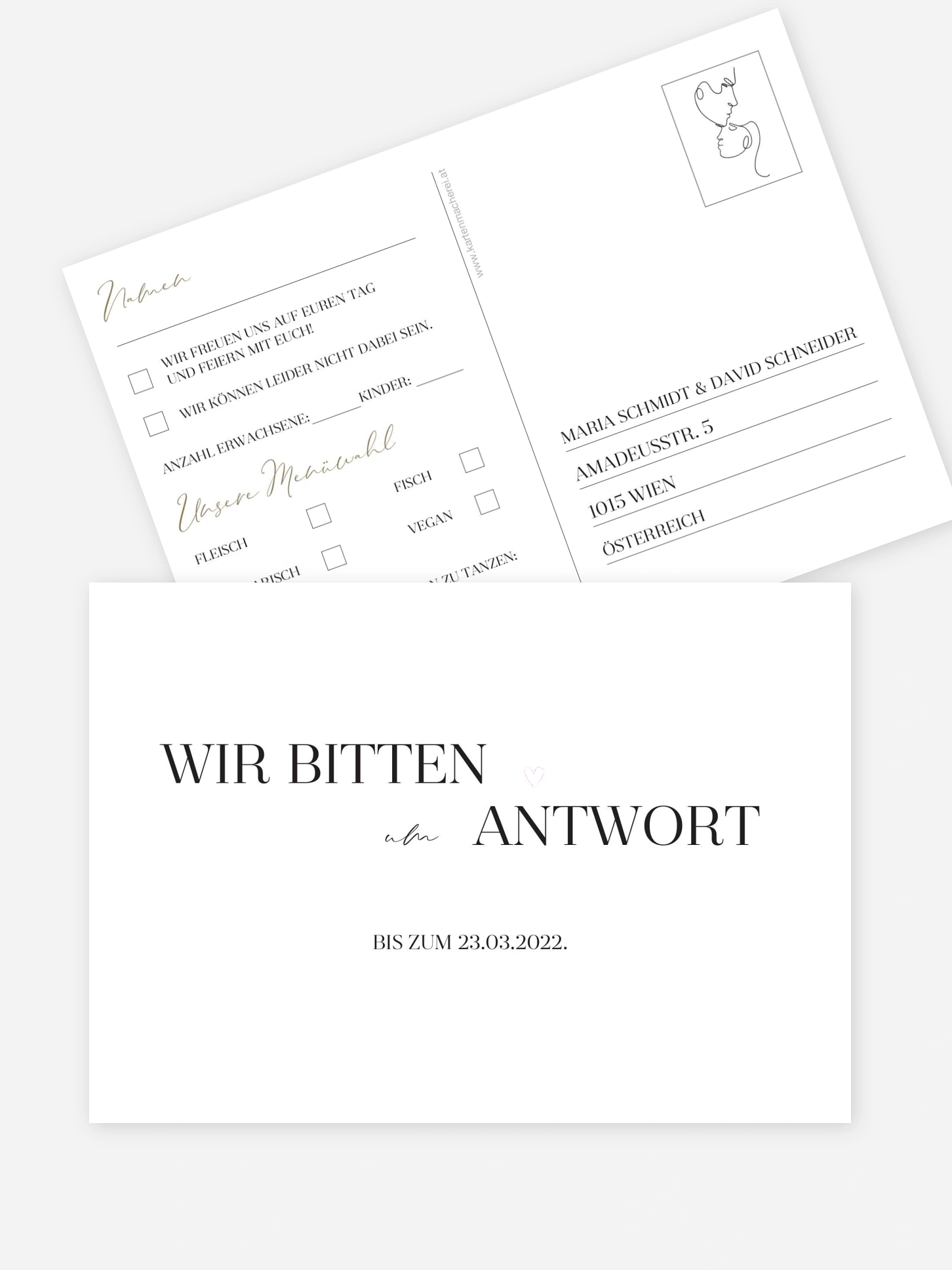 Antwortkarte Hochzeit Clean Line