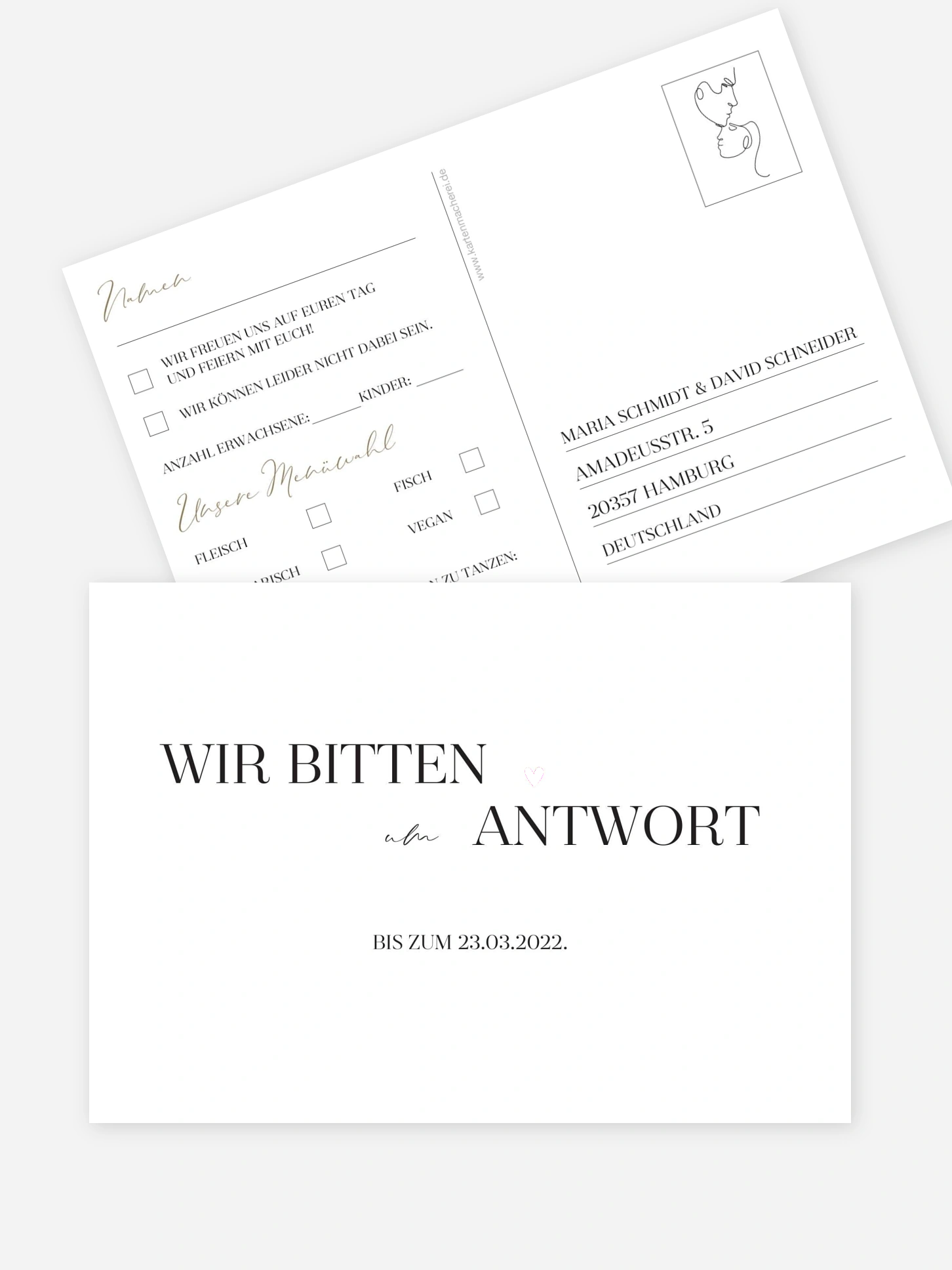 Antwortkarte Hochzeit Clean Line