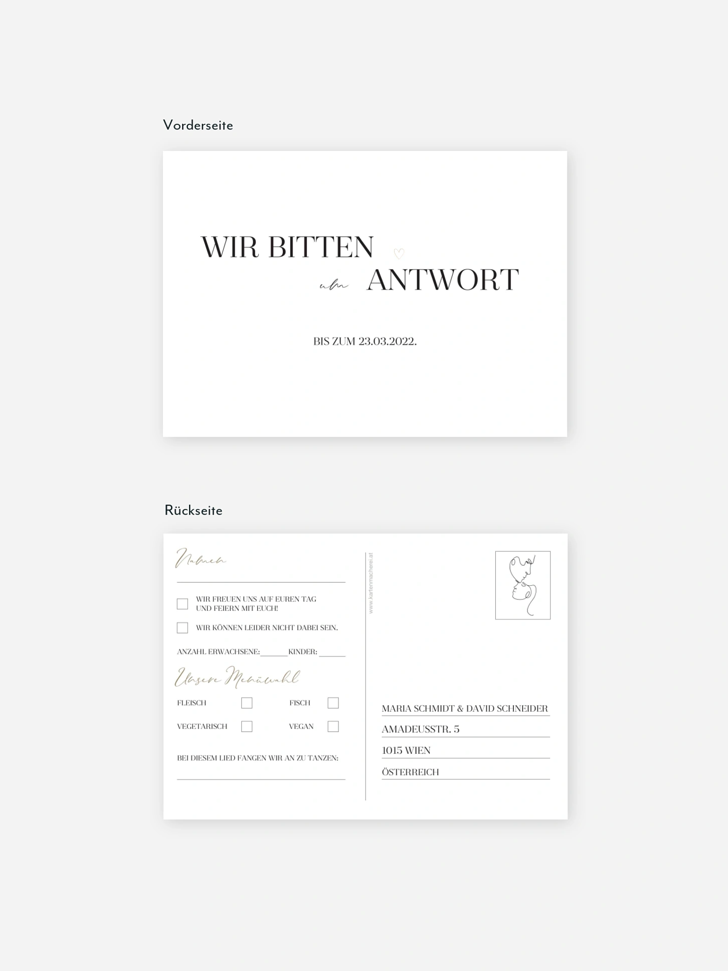 Antwortkarte Hochzeit Clean Line