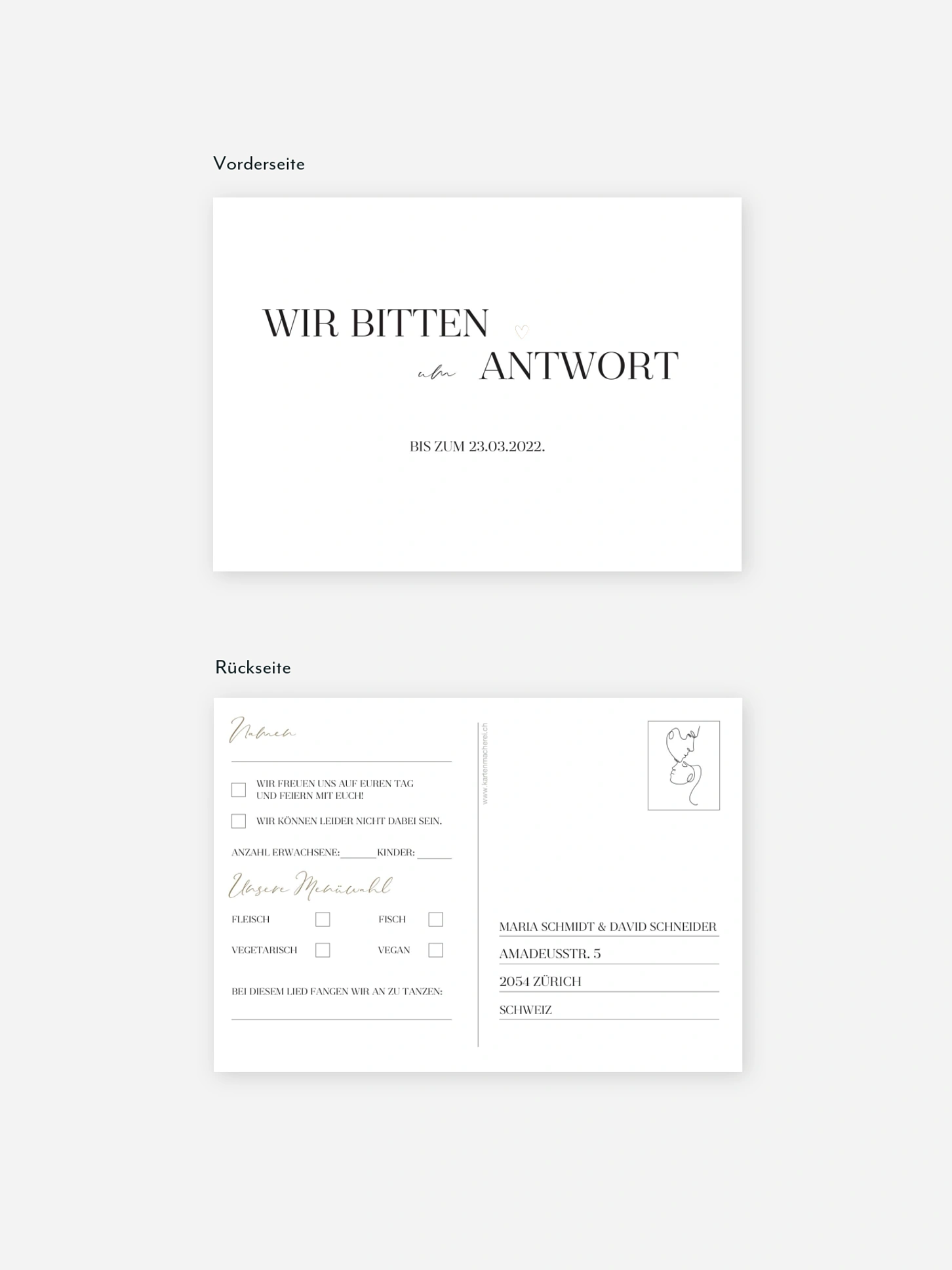 Antwortkarte Hochzeit Clean Line