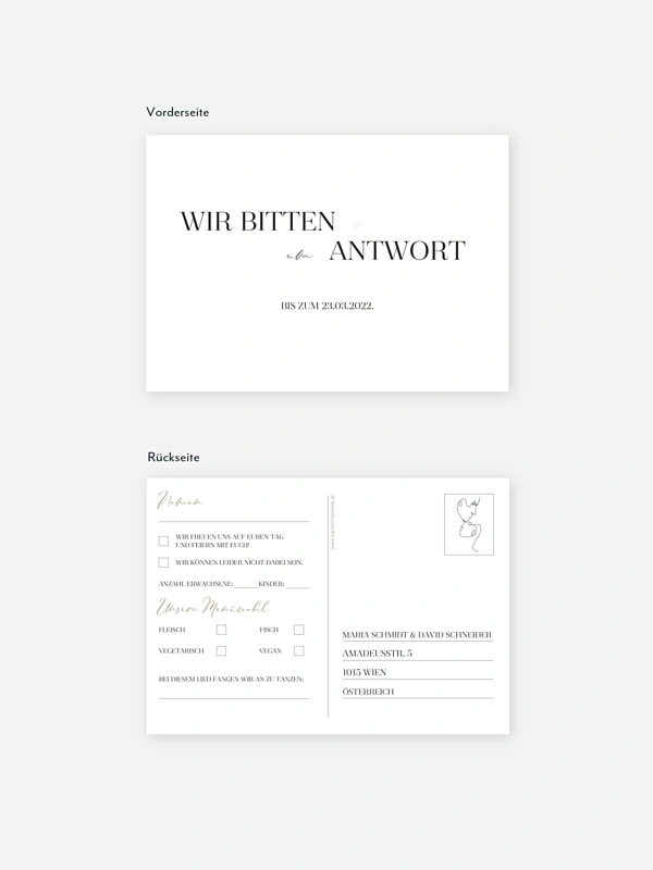 Antwortkarte Hochzeit Clean Line