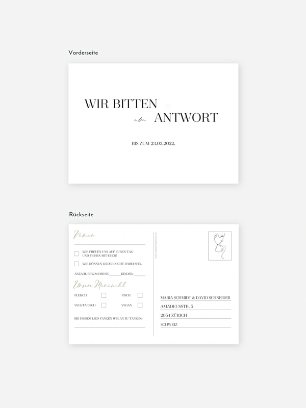 Antwortkarte Hochzeit Clean Line
