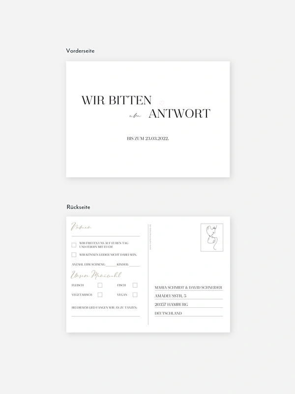 Antwortkarte Hochzeit Clean Line