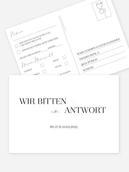 Antwortkarte Hochzeit Clean Line