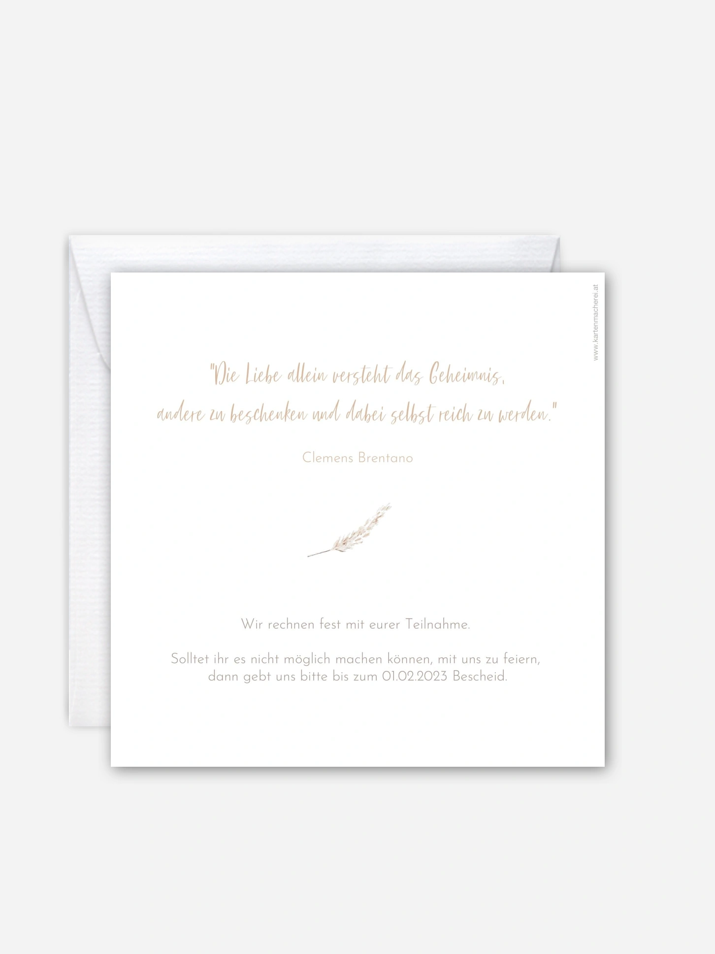Hochzeitseinladung Rose & Pampas