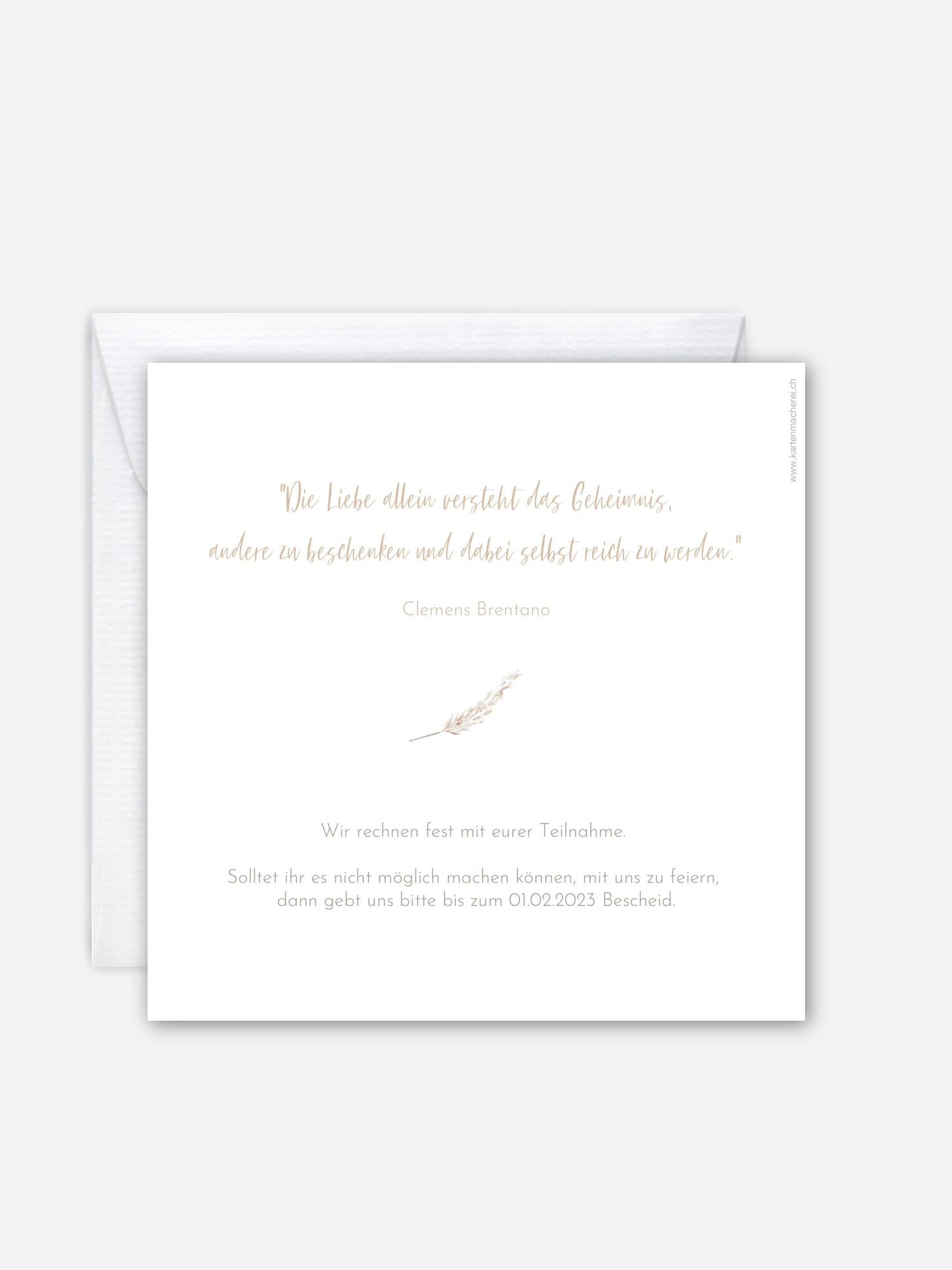 Hochzeitseinladung Rose & Pampas