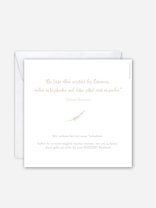 Hochzeitseinladung Rose & Pampas