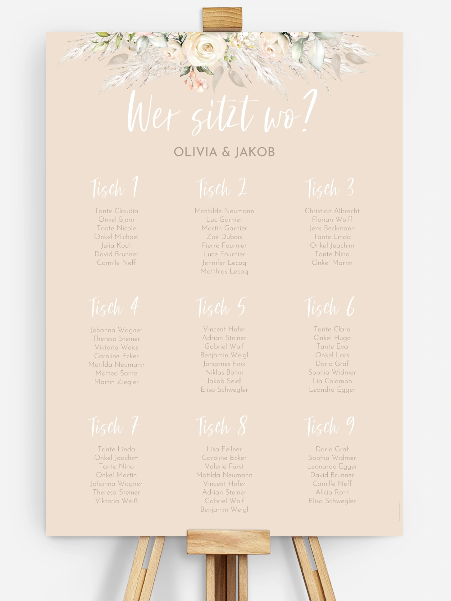Sitzplan Plakat Rose & Pampas