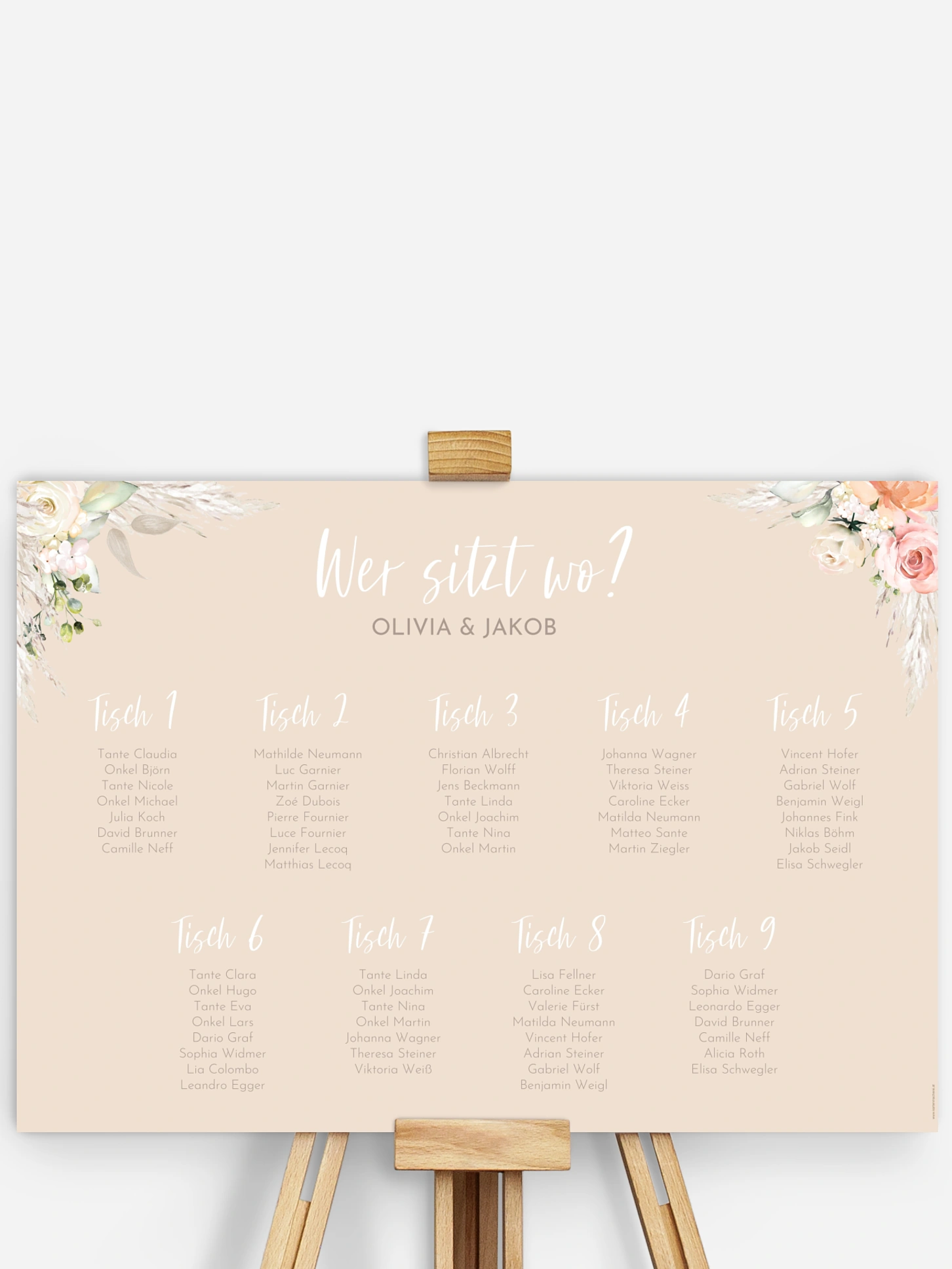 Sitzplan Plakat Rose & Pampas
