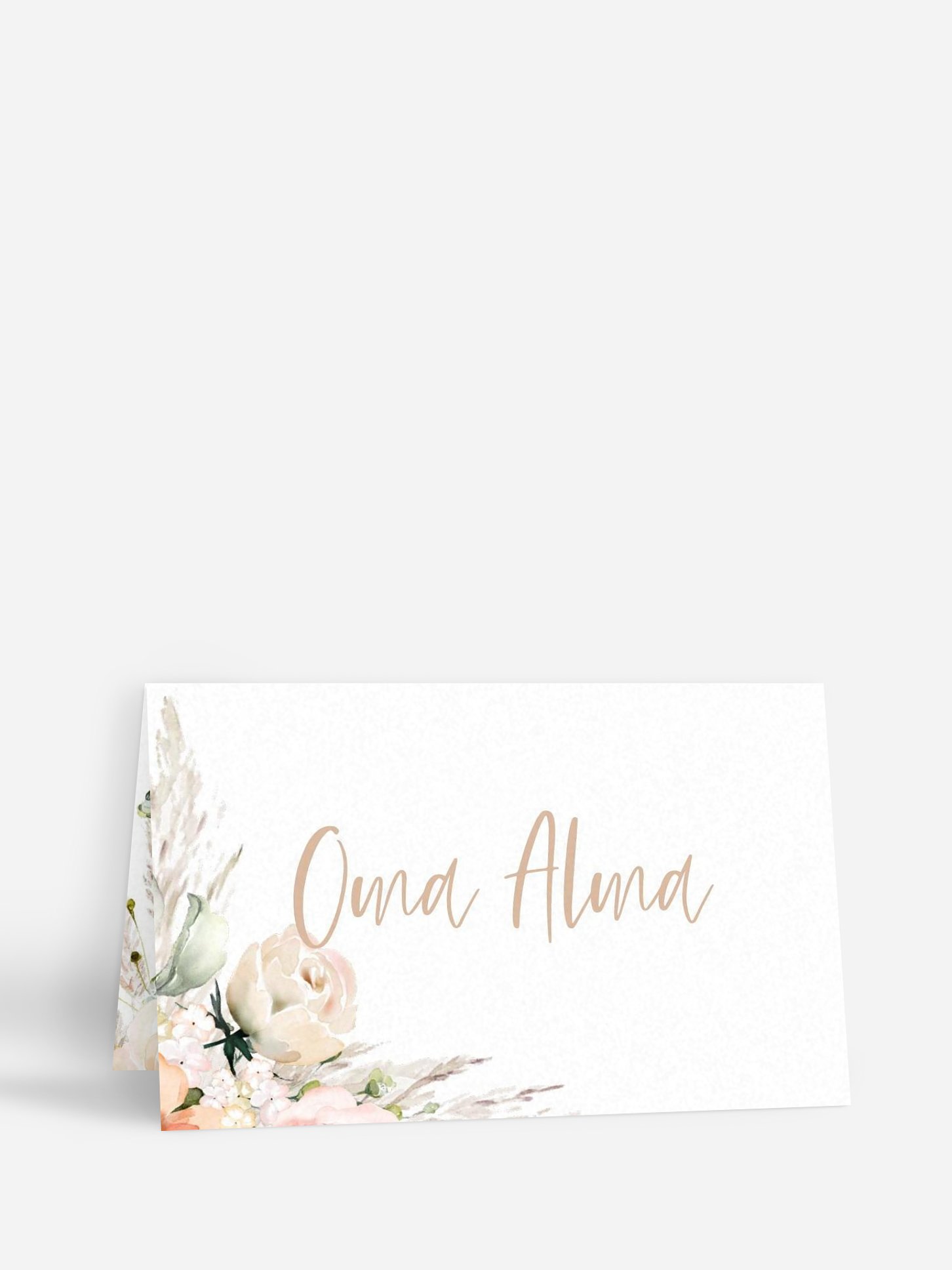Tischkarte Hochzeit Rose & Pampas