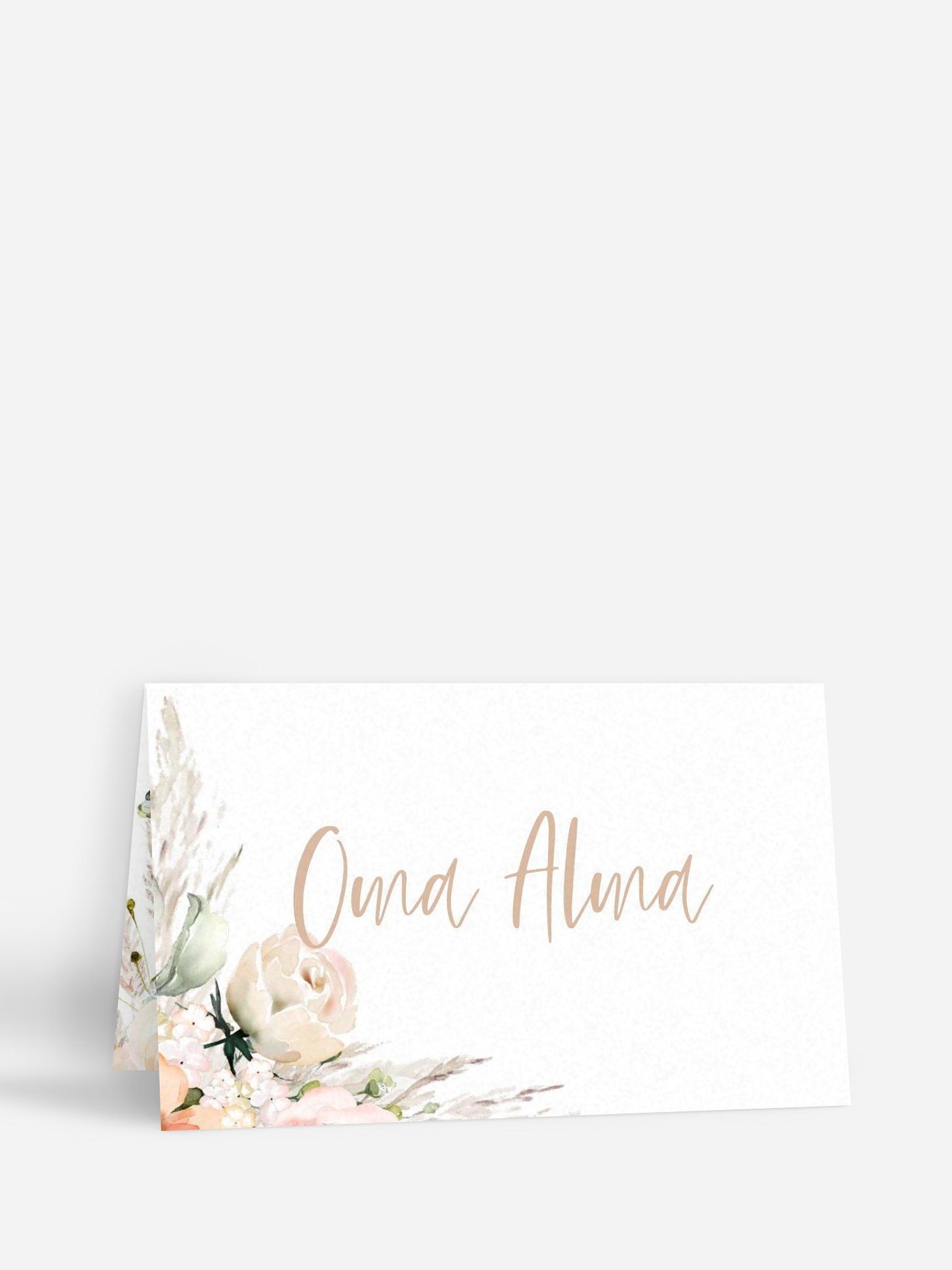 Tischkarte Hochzeit Rose & Pampas