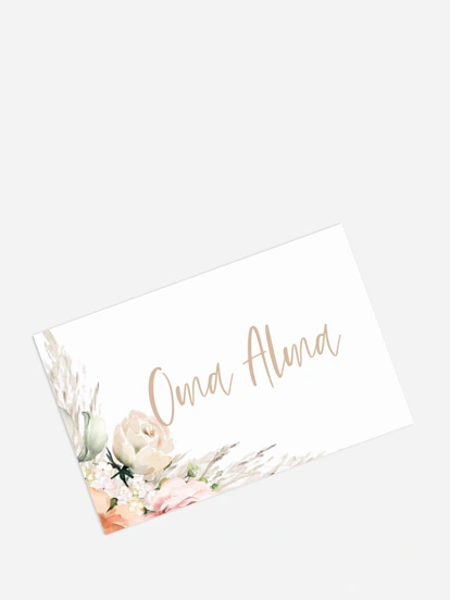 Tischkarte Hochzeit Rose & Pampas