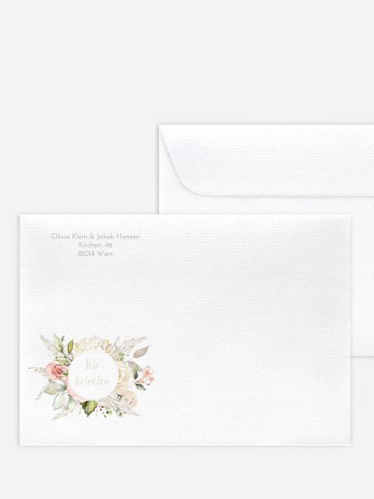 Briefumschlag mit Motiv Rose & Pampas