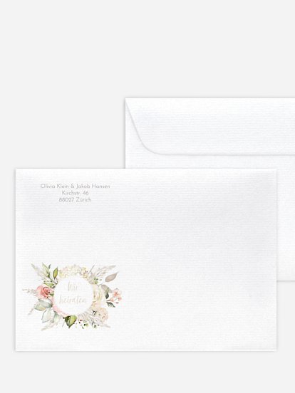 Briefumschlag mit Motiv Rose & Pampas