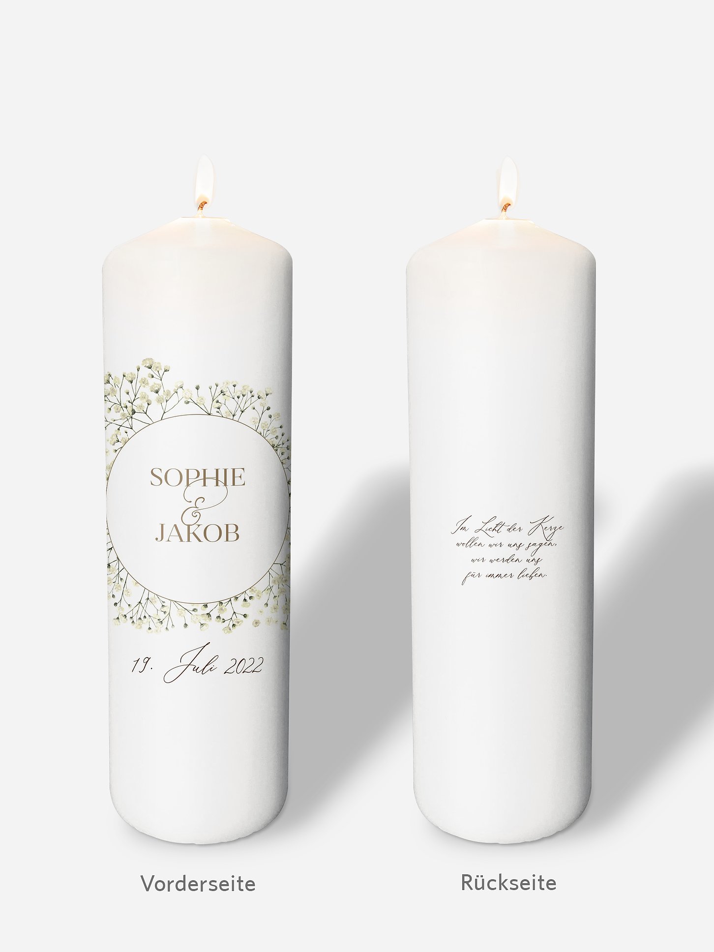 Hochzeitskerze Rustic Gypsophila