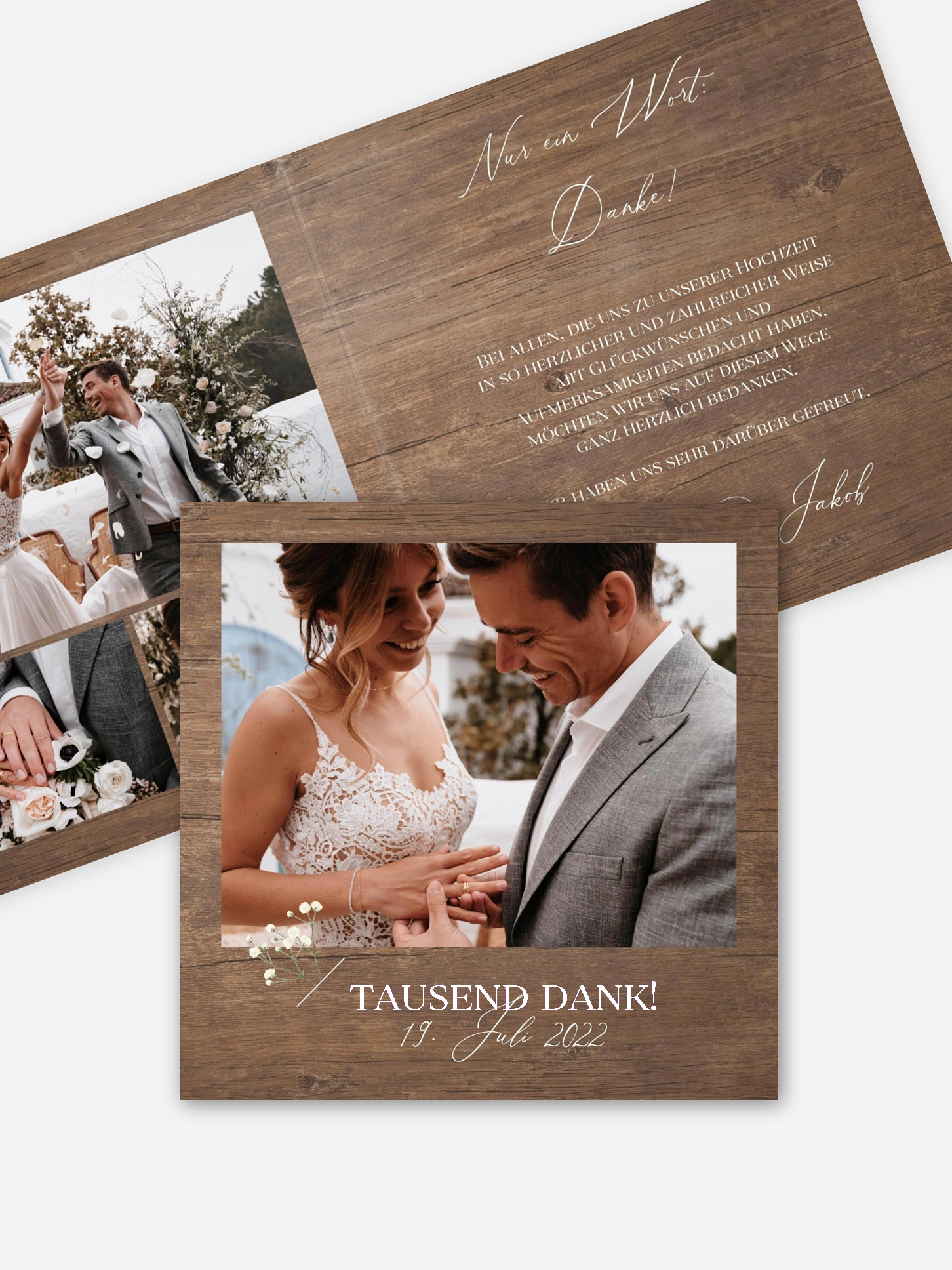 Dankeskarte Hochzeit Rustic Gypsophila
