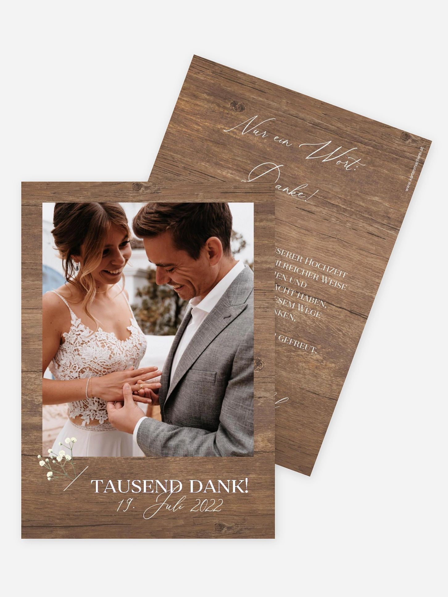 Dankeskarte Hochzeit Rustic Gypsophila
