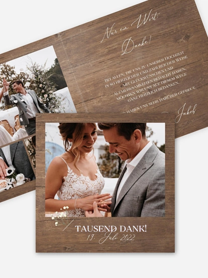 Dankeskarte Hochzeit Rustic Gypsophila