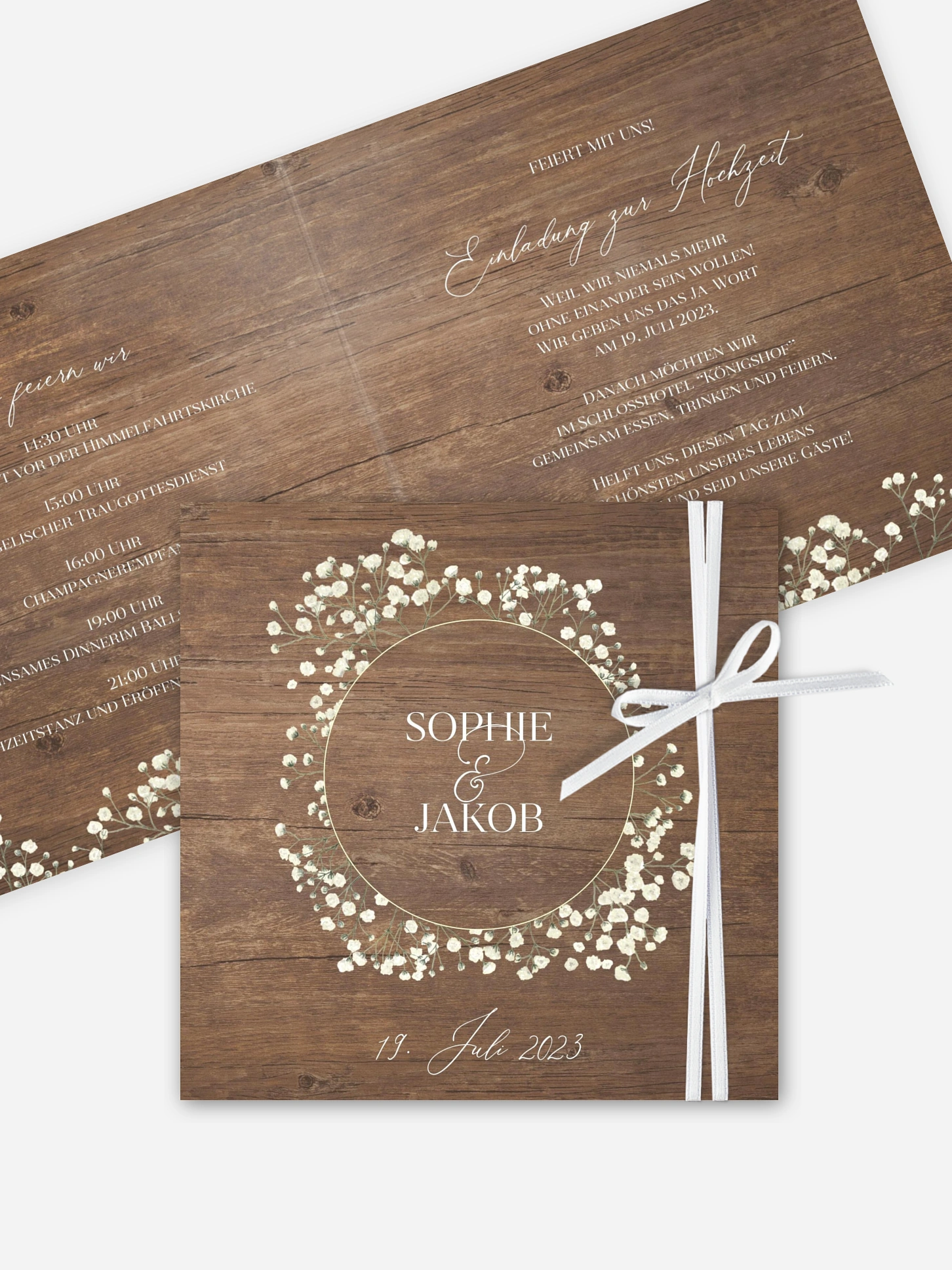 Hochzeitseinladung Rustic Gypsophila