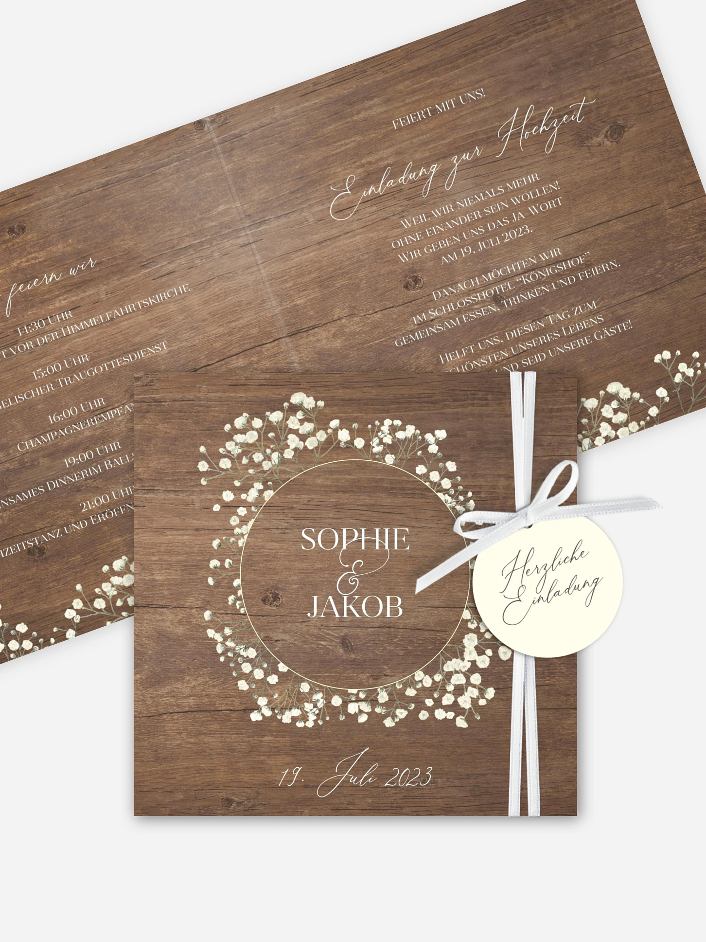 Hochzeitseinladung Rustic Gypsophila
