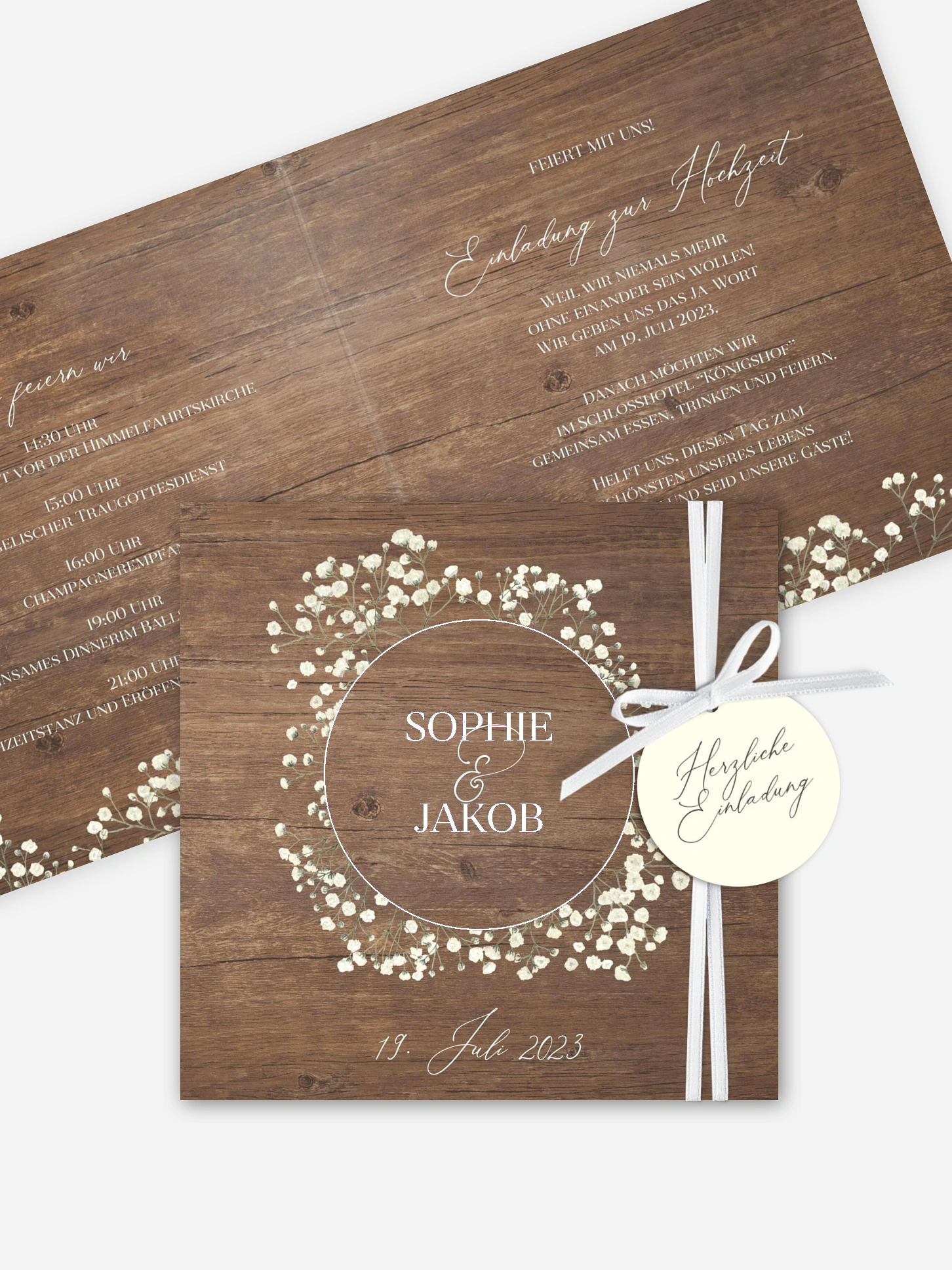 Hochzeitseinladung Rustic Gypsophila