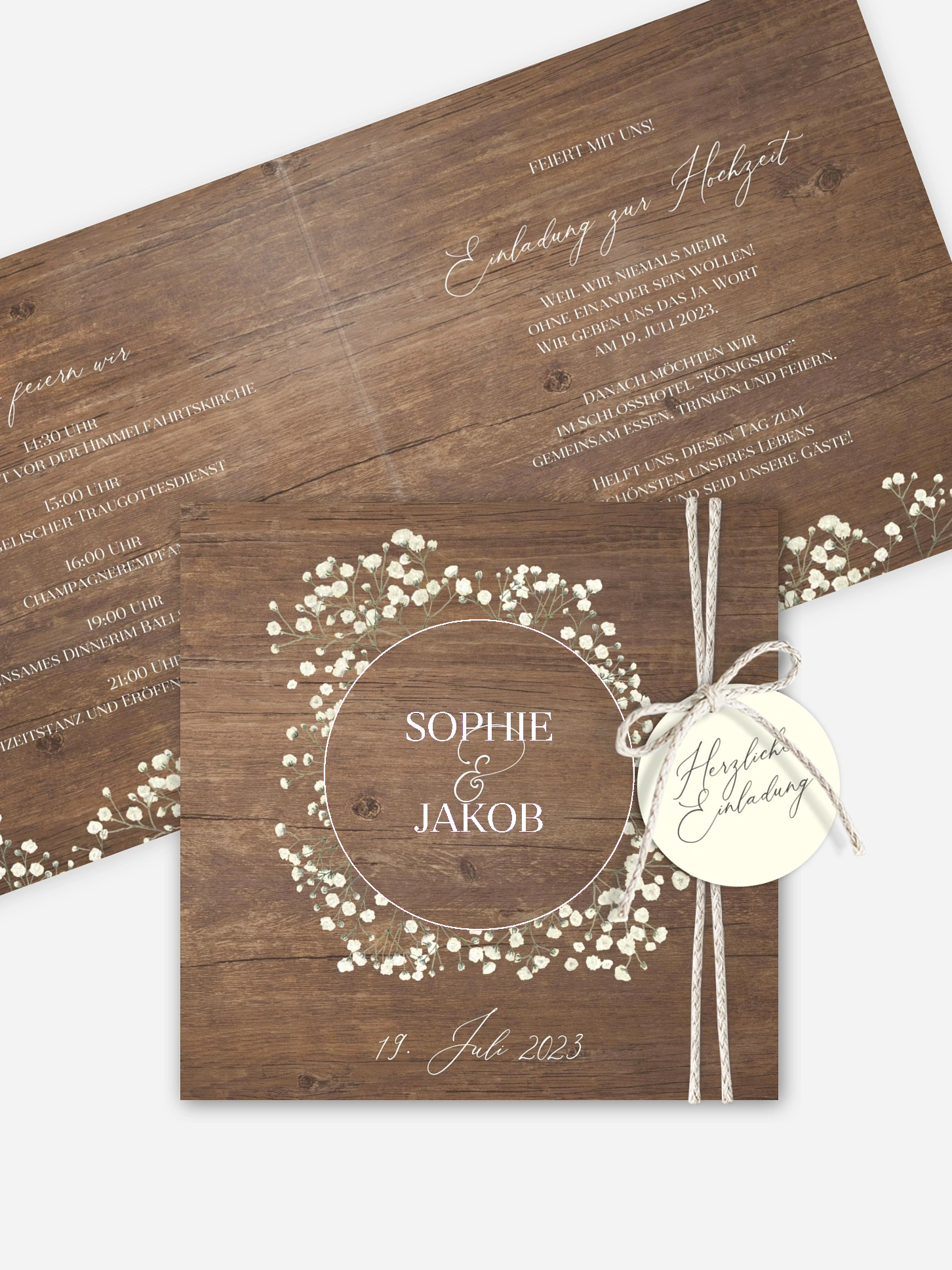 Hochzeitseinladung Rustic Gypsophila