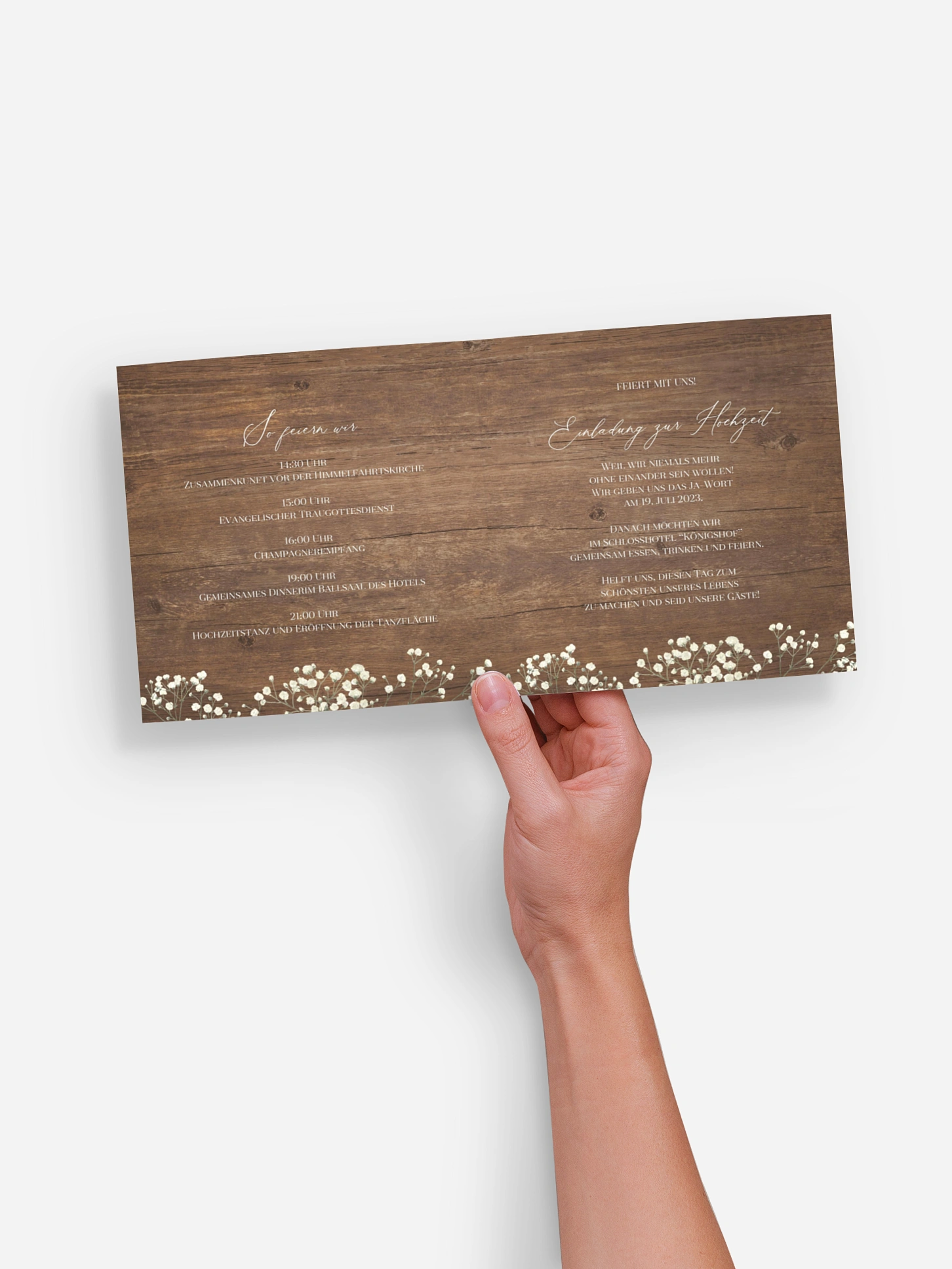 Hochzeitseinladung Rustic Gypsophila