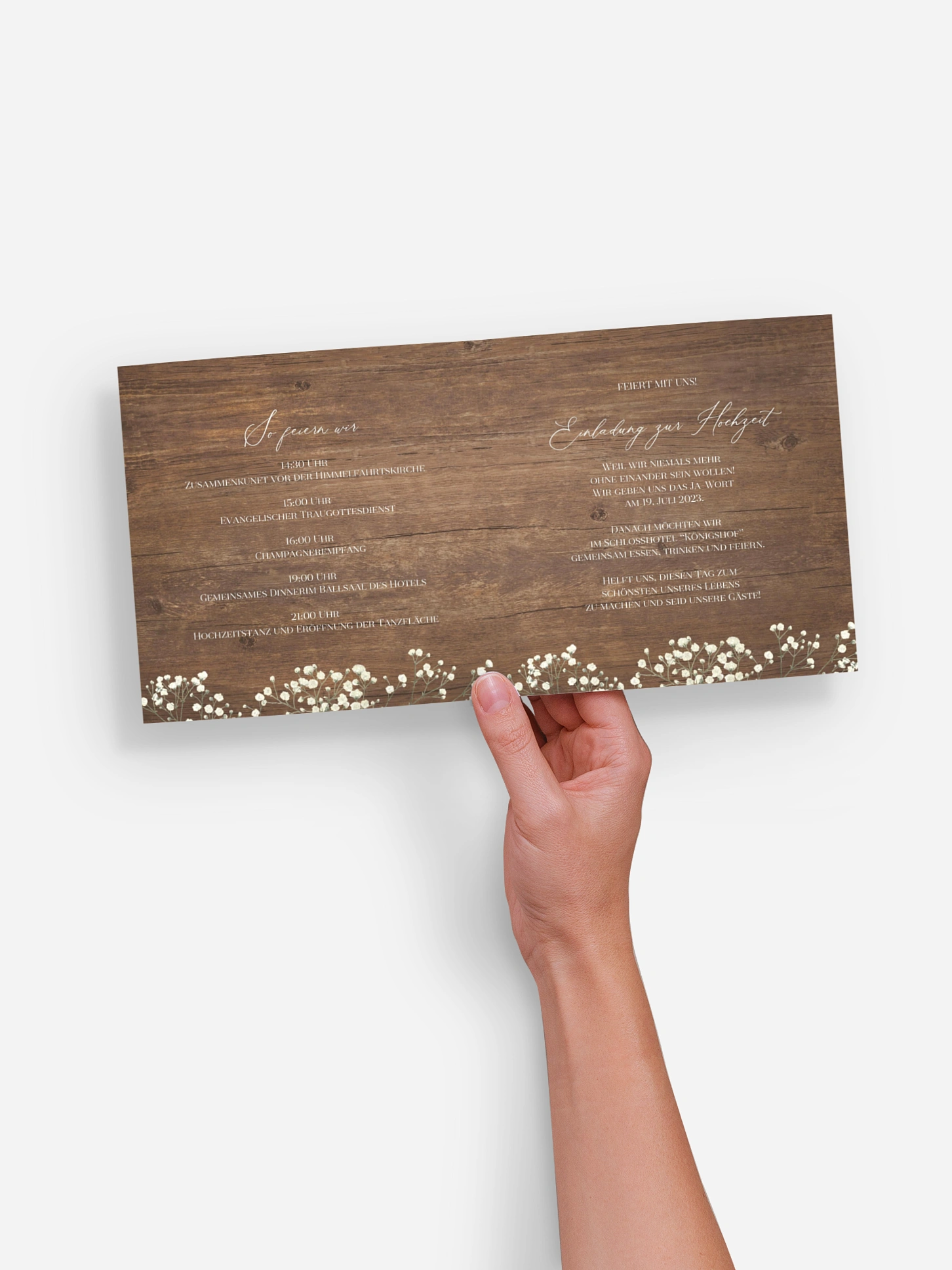 Hochzeitseinladung Rustic Gypsophila
