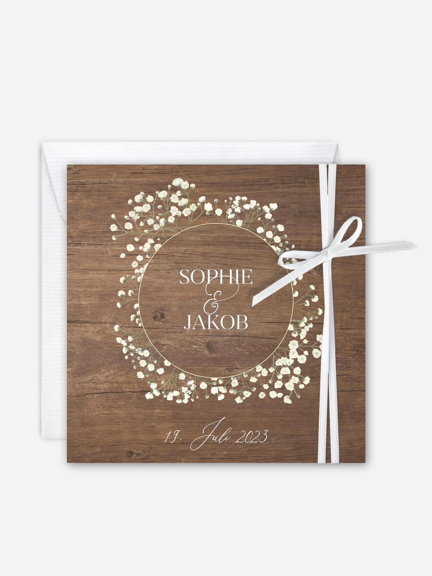 Hochzeitseinladung Rustic Gypsophila
