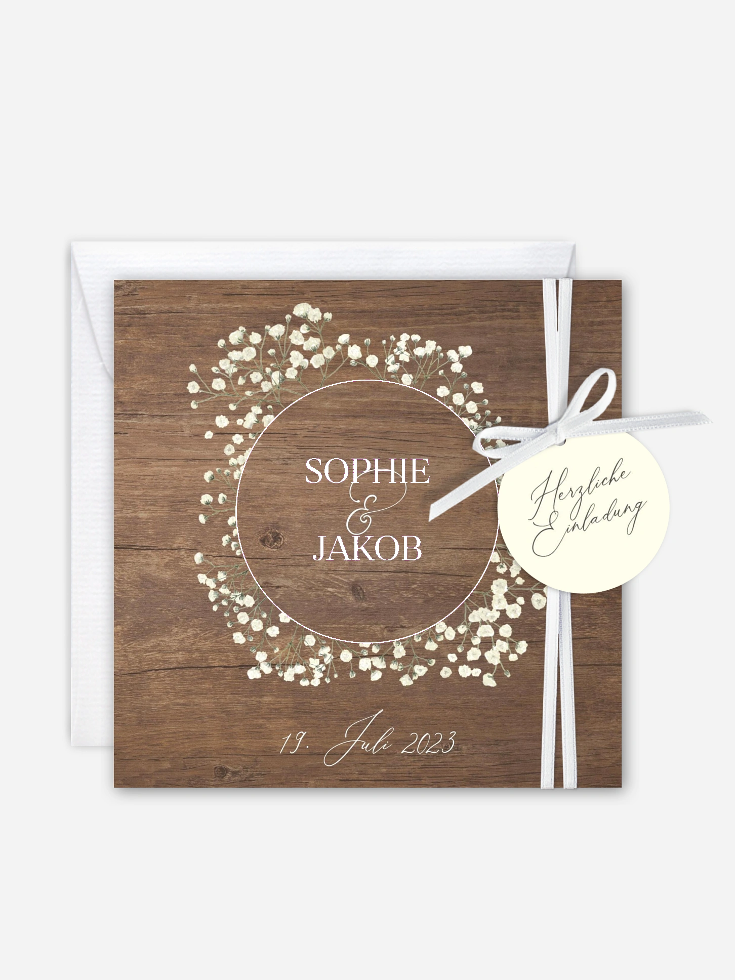 Hochzeitseinladung Rustic Gypsophila