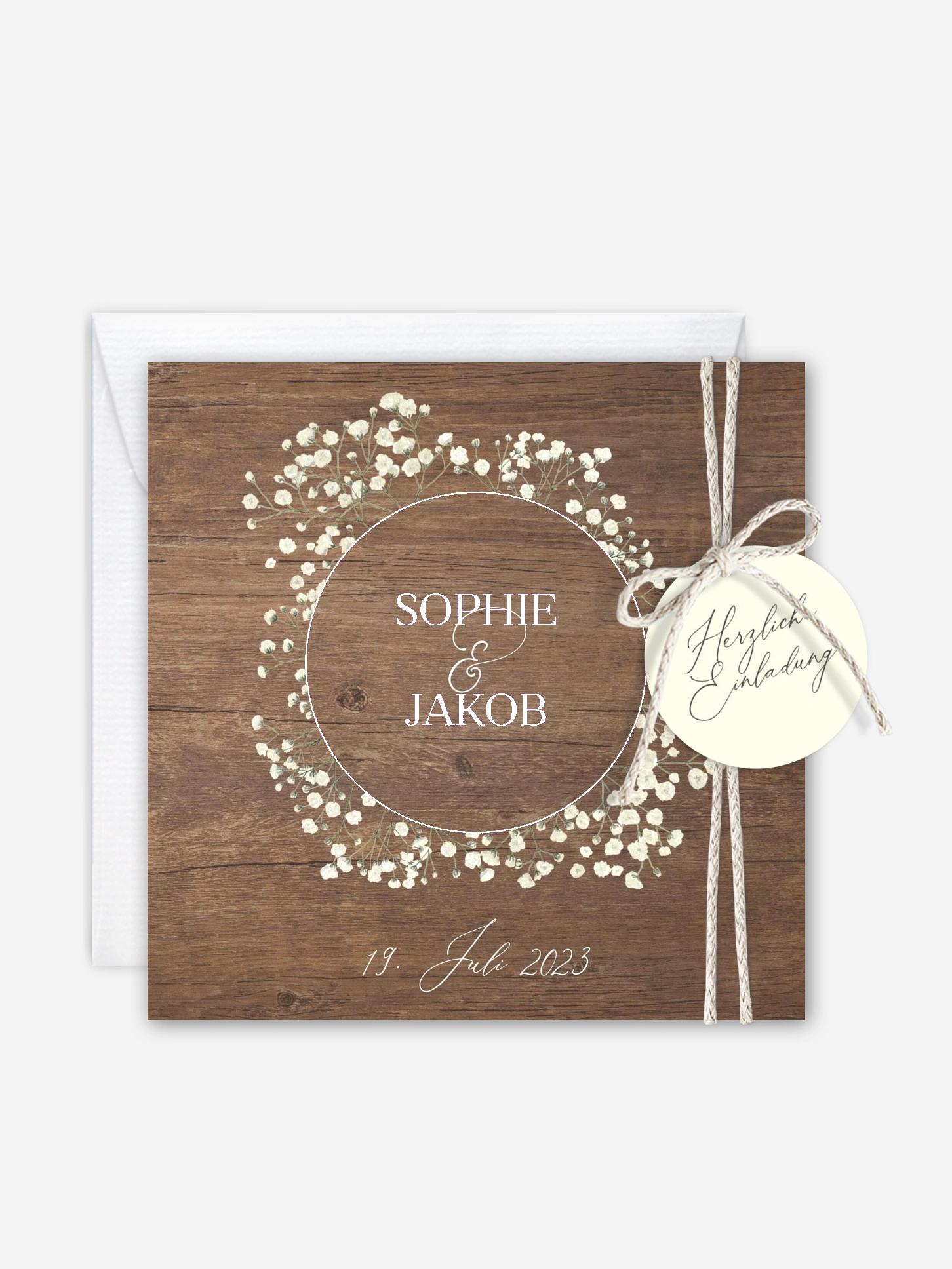 Hochzeitseinladung Rustic Gypsophila