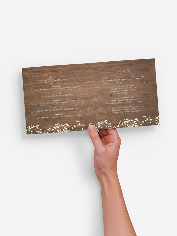 Hochzeitseinladung Rustic Gypsophila