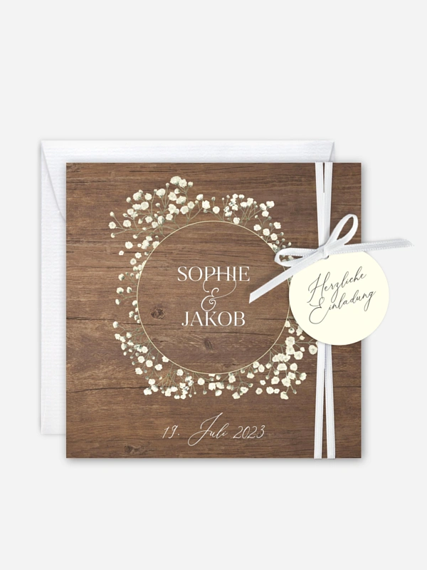 Hochzeitseinladung Rustic Gypsophila
