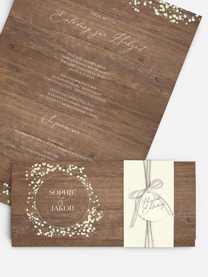 Hochzeitseinladung Rustic Gypsophila