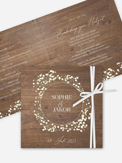 Hochzeitseinladung Rustic Gypsophila