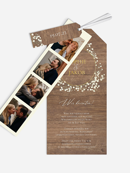Hochzeitseinladung Rustic Gypsophila