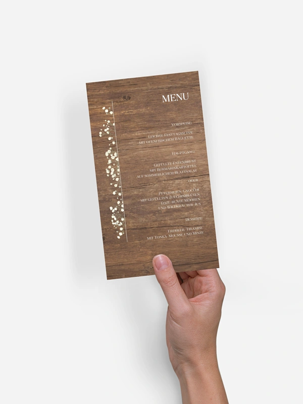 Menükarte Hochzeit Rustic Gypsophila