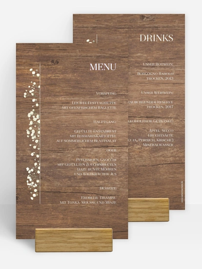 Menükarte Hochzeit Rustic Gypsophila