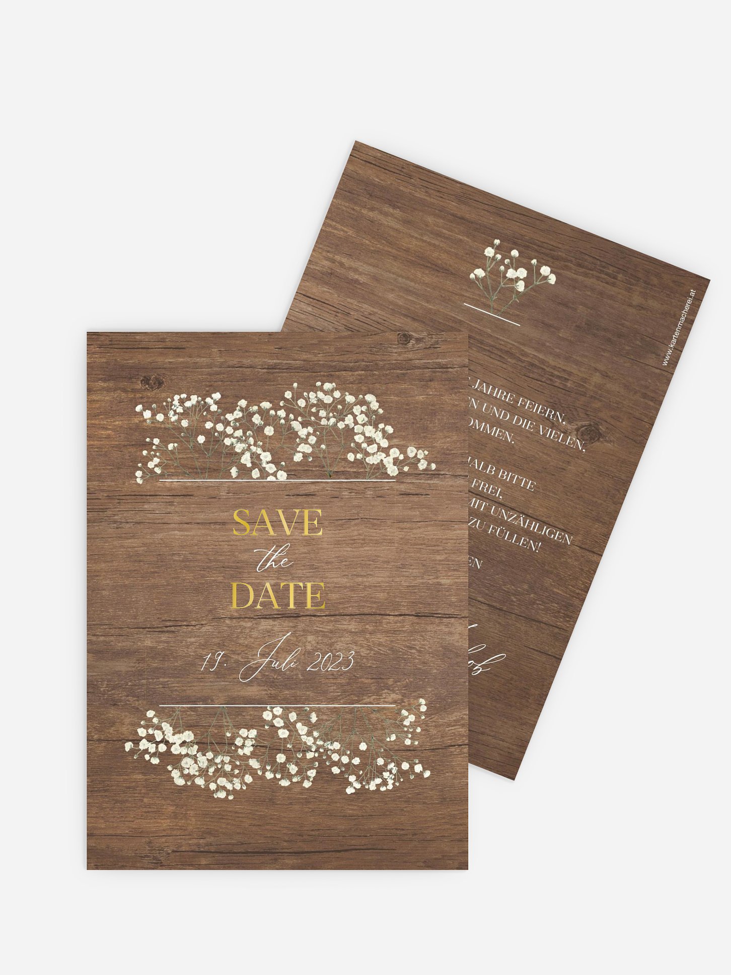 Save-the-Date Karte Rustic Gypsophila