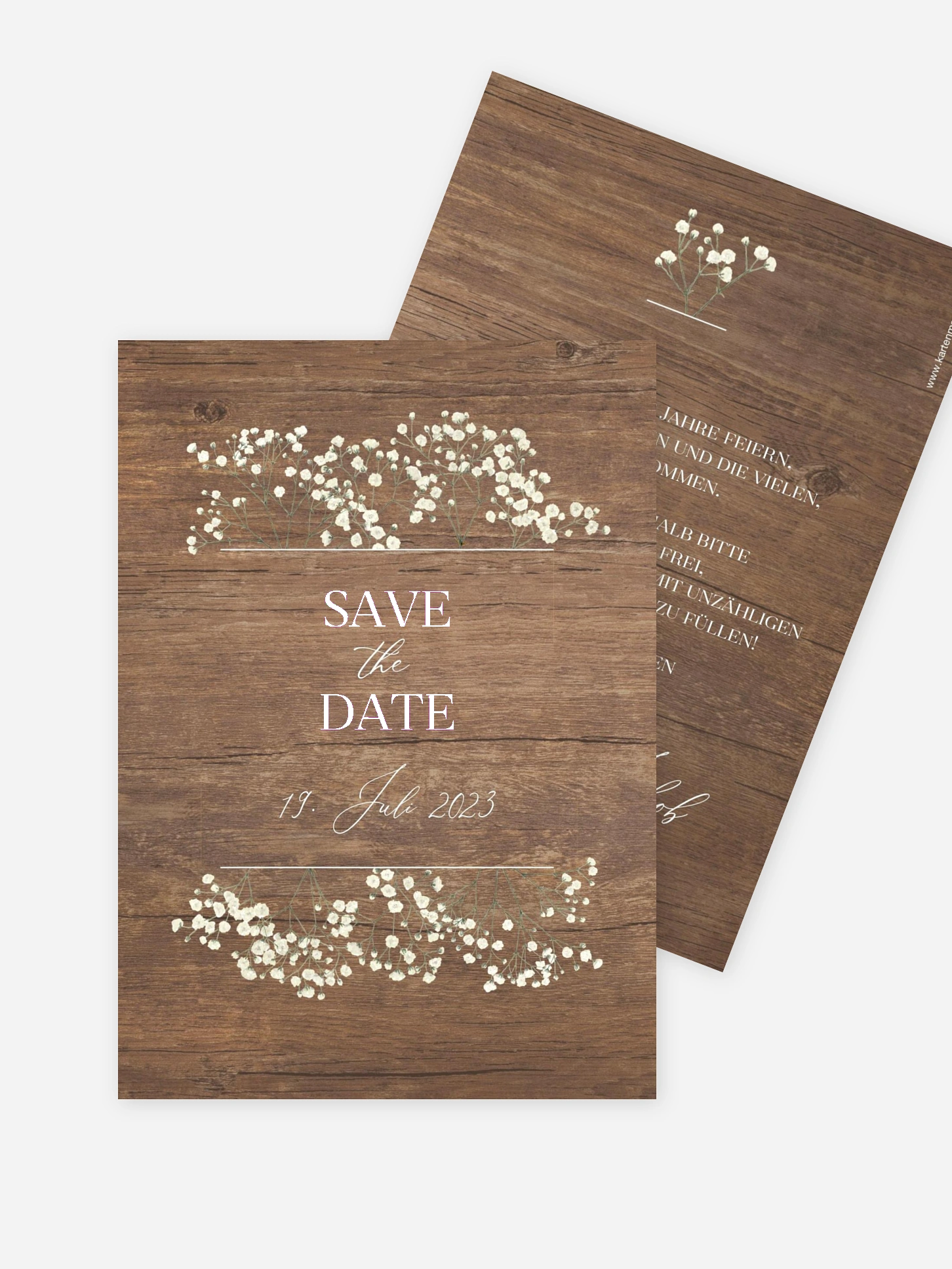 Save-the-Date Karte Rustic Gypsophila